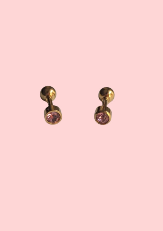 Light Pink BirthStone with ball stoppers